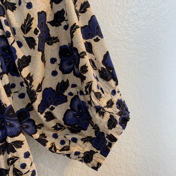 Ulla Johnson Capsule Collection Celia Dress Size 8 Lapis Floral Blue Ivory Boho - Picture 10 of 14